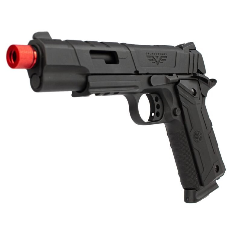 Pistola Airsoft GBB 1911 Red Wings Black Blowback - Rossi - Image 4