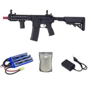 Combo Airsoft M4 SA-E08 Black MOSFET Aster Gate + Bateria + Carregador + BBs