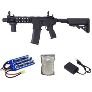 Combo Airsoft AEG M4 SA-E05 Black + Bateria 11.1V, Carregador de Lipo e BBs 0,25g