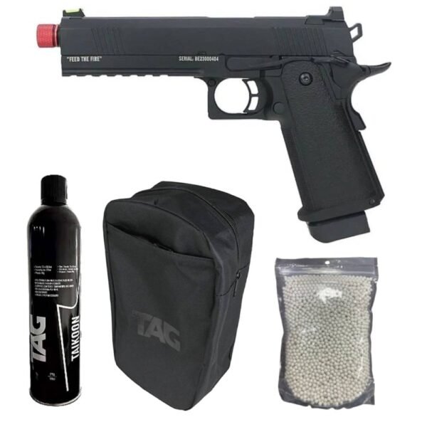 Combo Pistola Airsoft GBB Hi Capa Black Evil + Green Gas + BBs + Case Carry