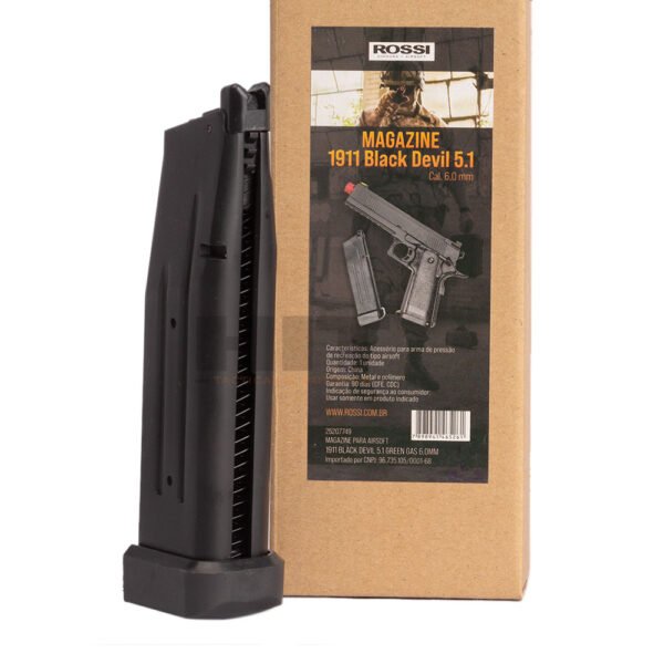 Magazine Airsoft Gbb Hi Capa Black Devil 5.1 25rds - Rossi - Image 3