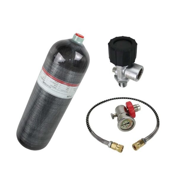 Kit Cilindro Scuba 3L Fibra de Carbono 300 BAR FXR + Estação de Recarga DIN + Válvula – Hit Airsoft Brasil
