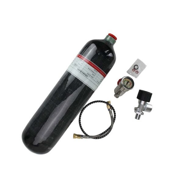 Cilindro Scuba 3L Fibra Carbono 300bar FXR + Estação de recarga DIN + Válvula - Imagem 4