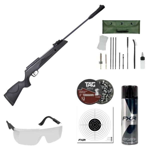 Kit Carabina de Pressão Black Hawk Nitro 5,5mm + Chumbinho + Kit Limpeza + Óculos + Desengripante + Alvos – Hit Airsoft Brasil