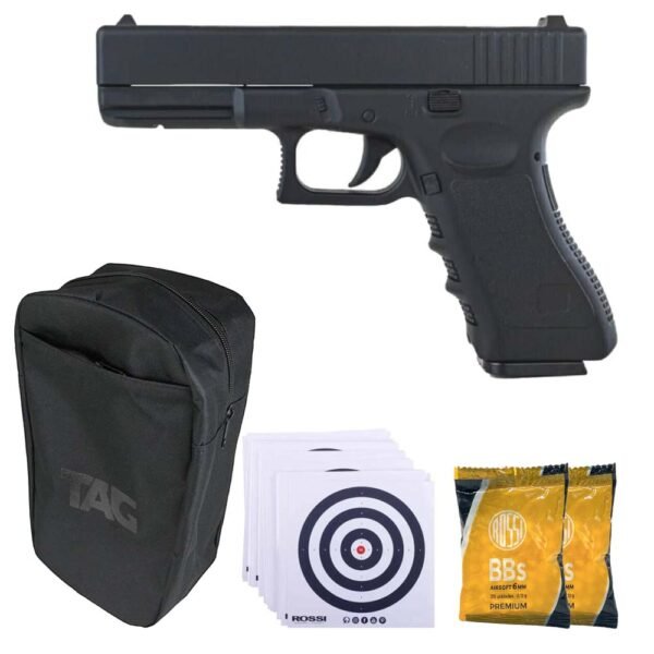 Kit Pistola Airsoft Spring Glock V20 Metal + Case + BBs + Alvos
