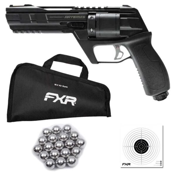 Kit Revólver CO2 .50 CP300 Defender Artemis + Capa + Esferas + Alvos – Hit Airsoft Brasil