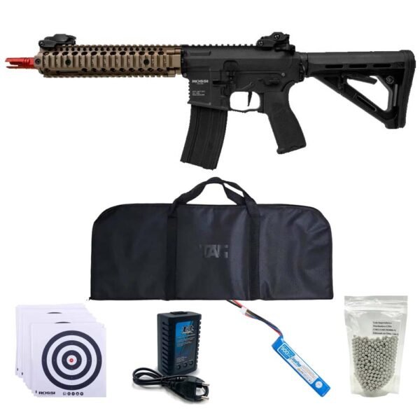 Kit Rifle Airsoft Nept Marsoc 9'' CTR + Case + Bateria + Carregador + Bbs + Alvos