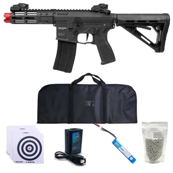 Mega Kit M4 Neptune PDW Eletrônica Airsoft + Case + Bateria + Carregador + BBs + Alvos
