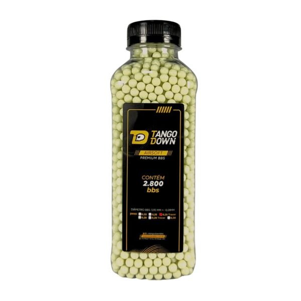 BBs Airsoft Premium 0,25g Tracer Verde 2800un - Tango Down