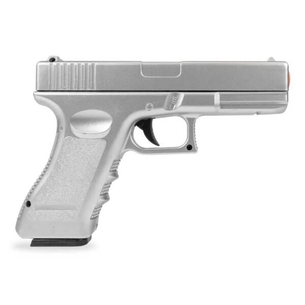 MegaKit Pistola Airsoft Spring (mola) Glock V20 Silver + Case + BBs + Alvos - Imagem 4