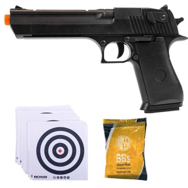 Kit Pistola Airsoft Spring (Mola) Desert Eagle + BBs + Alvos