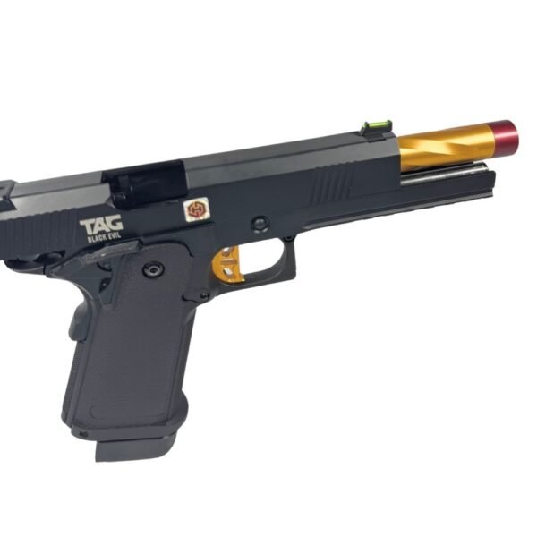 Pistola Airsoft GBB Hi Capa 5.1 Black Evil Custom Gold Blowback - TAG - Imagem 3