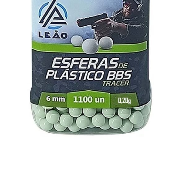 BBs Esferas Airsoft 0,20g 1100un Tracer Verde Leão Modelismo - Imagem 2