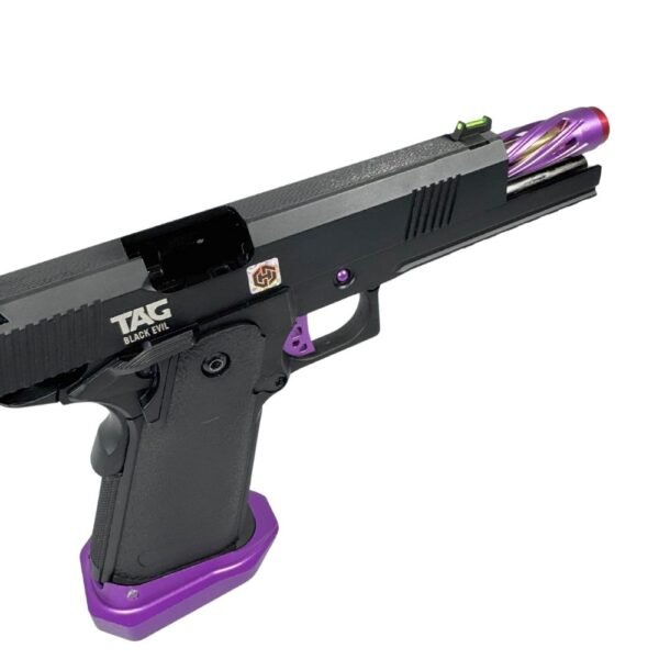 Pistola Airsoft GBB Hi Capa 5.1 Black Evil Custom Roxa Blowback - TAG - Imagem 2
