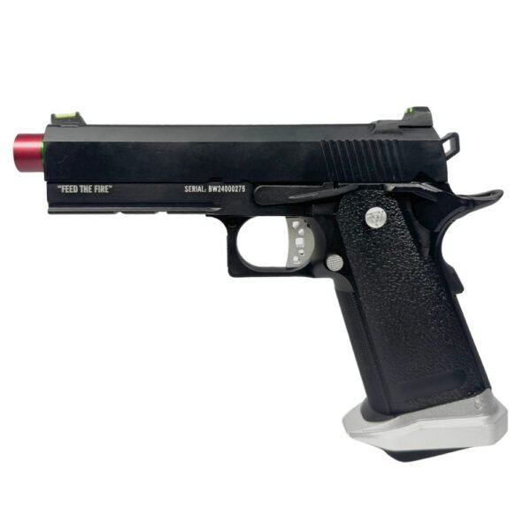 Pistola Airsoft GBB Hi Capa Black Whisper Custom Verde e Prata Metal Blowback TAG - Imagem 3