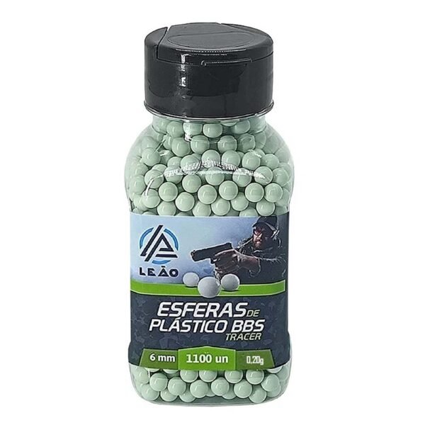 BBs Esferas Airsoft 0,20g 1100un Tracer Verde Leão Modelismo