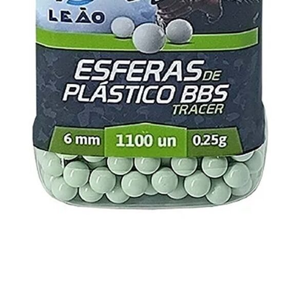 BBs Esferas Airsoft 0,25g 1100un Tracer Verde Leão Modelismo - Imagem 2